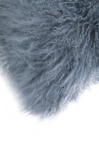 Bosie Real Mongolian Fur Grey Rectangular Cushion