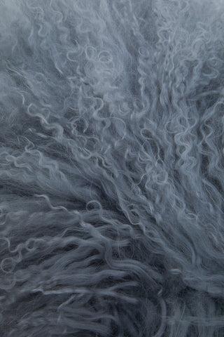 Bosie Real Mongolian Fur Grey Rectangular Cushion