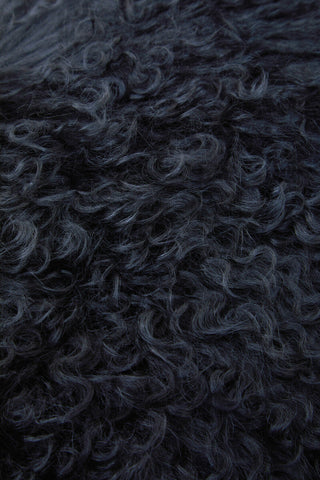 Bosie Real Mongolian Fur Black Rectangular Cushion