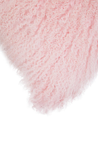 Bosie Real Mongolian Fur Pink Square Cushion