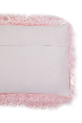 Bosie Real Mongolian Fur Pink Rectangular Cushion