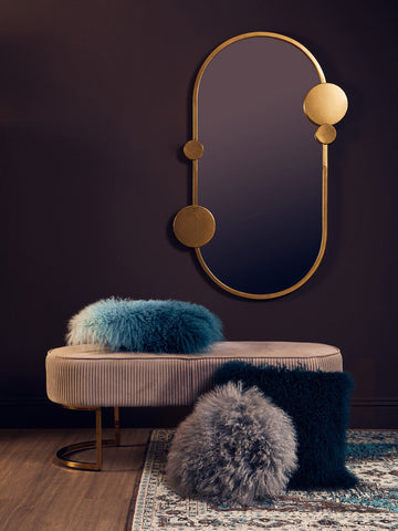 Bosie Real Mongolian Fur Teal Square Cushion