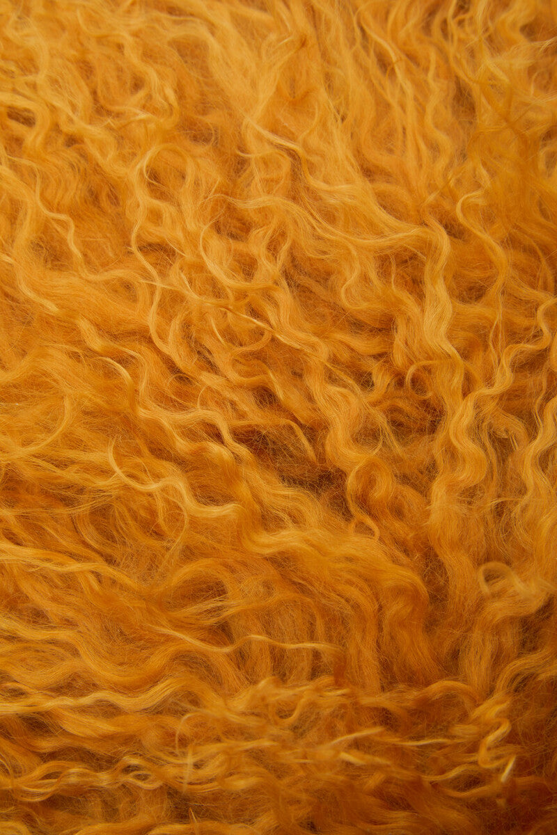 Bosie Real Mongolian Fur Ochre Square Cushion