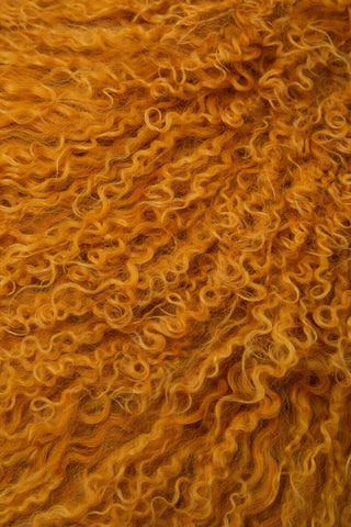 Bosie Real Mongolian Fur Ochre Rectangular Cushion
