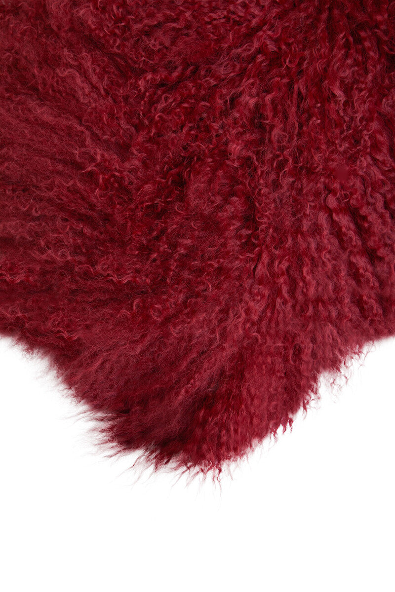 Bosie Real Mongolian Fur Maroon Rectangular Cushion