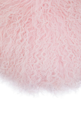 Bosie Real Mongolian Fur Pink Round Cushion