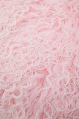 Bosie Real Mongolian Fur Pink Round Cushion