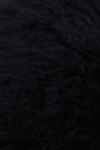 Bosie Real Mongolian Fur Black Round Cushion