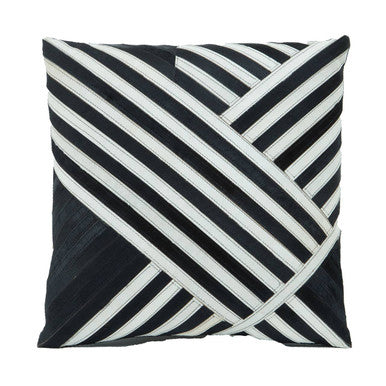 Bosie Safira Black and White Hair on Leather Cushion