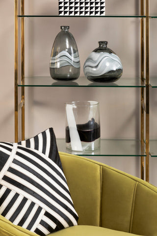 Bosie Safira Black and White Hair on Leather Cushion