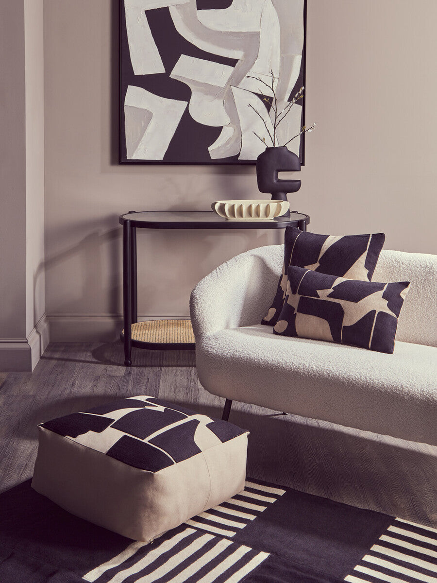 Bosie Ozella Black and Natural Square Cushion