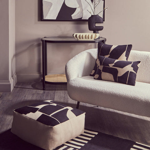 Bosie Ozella Natural And Black Square Floor Cushion