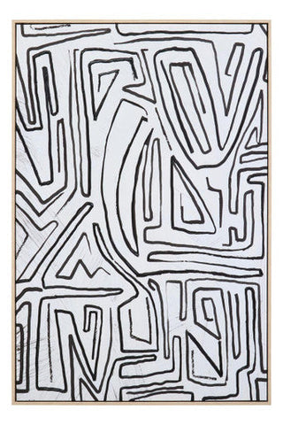 Astratto Abstract Black and Cream Textured Wall Art