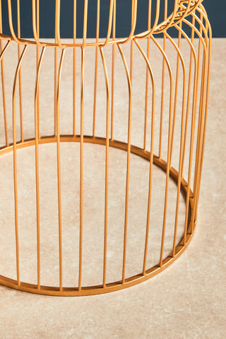 Avantis Gold Metal Wireframe Round Side Table