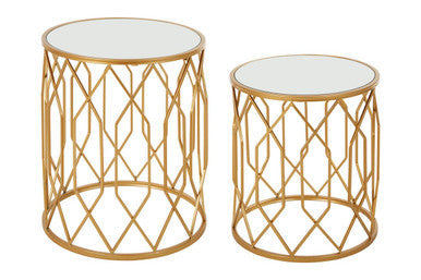Avantis Set Of 2 Gold Frame Round Side Tables