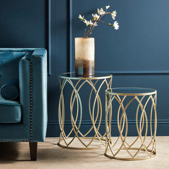 Avantis Set Of 2 Champagne Finish Side Tables