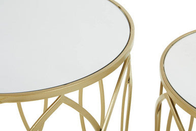 Avantis Set Of 2 Champagne Finish Side Tables