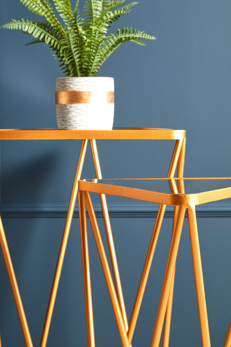 Avantis Set Of 2 Gold Finish Triangle Tables