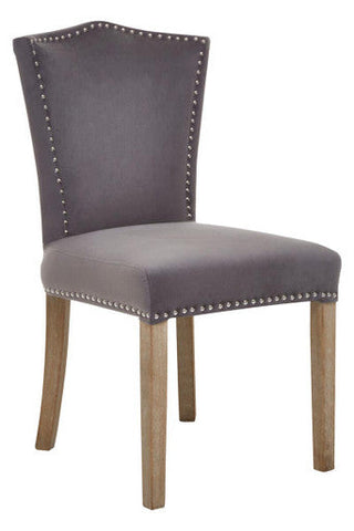 Kensington Townhouse Grey Velvet Dining Chair with Antique Legs