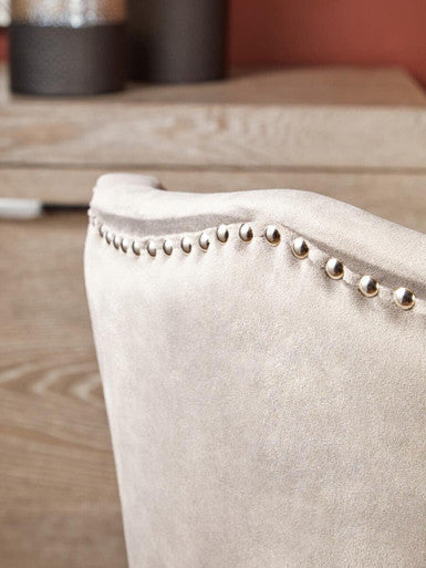 Kensington Townhouse Grey Velvet Dining Chair with Antique Legs