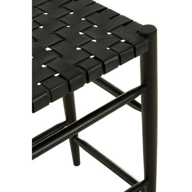 Kendari Black Woven Leather Barstool