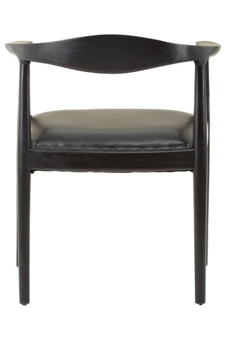 Kendari Black Leather and Teak Wood Chair
