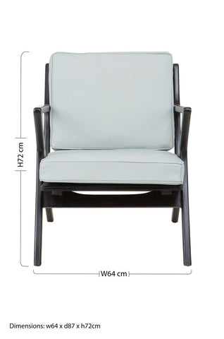 Kendari Grey Leather and Black Teak Wood Armchair