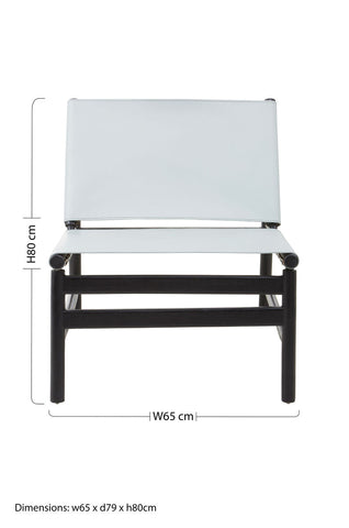 Kendari Grey Leather and Black Teak Modern Sling Chair