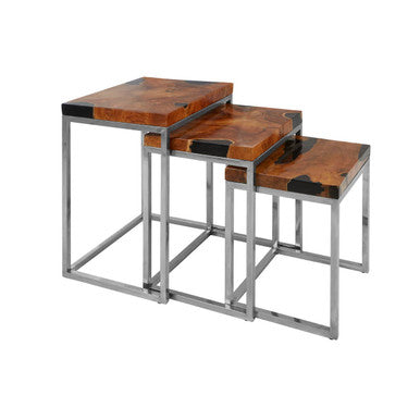 Surak Set Of 3 Teak Wood Nesting Tables
