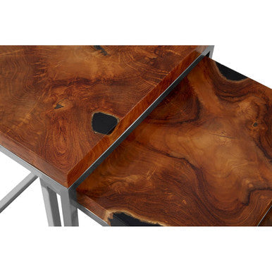 Surak Set Of 3 Teak Wood Nesting Tables