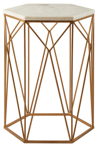 Shalimar Marble top Side Table With Geometric Base