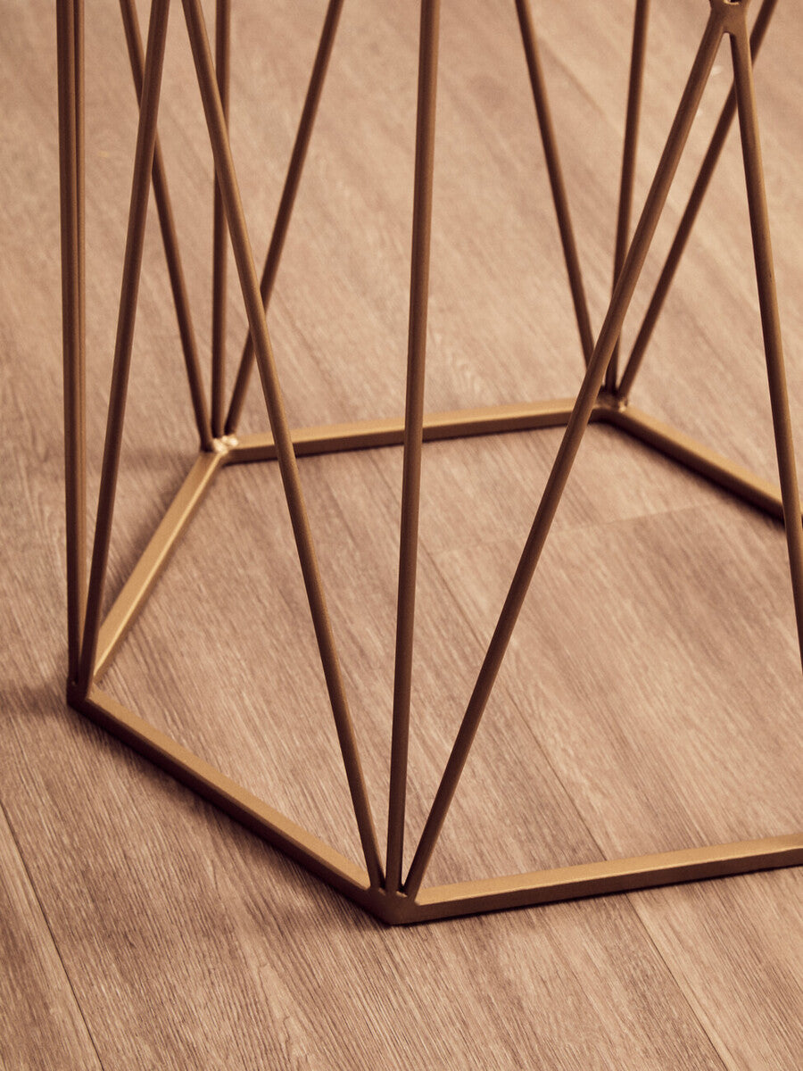 Shalimar Marble top Side Table With Geometric Base