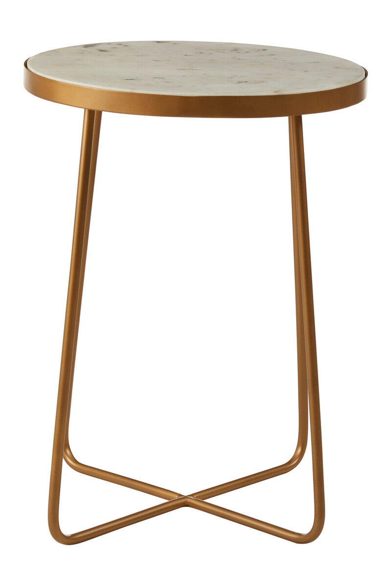 Shalimar Round Marble top Side Table With Cross Base