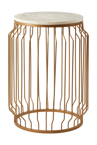 Shalimar Marble Top Round Side Table With Wireframe Base