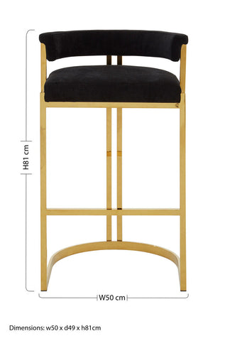 Piermount Black Velvet And Gold Bar Stool