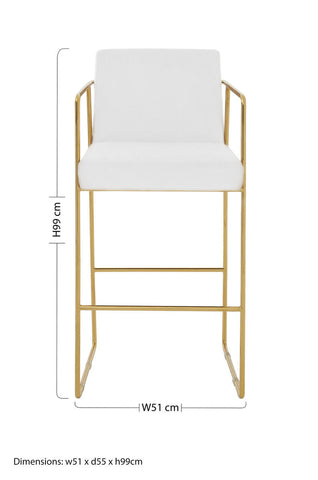 Piermount Mink Velvet And Gold Bar Stool