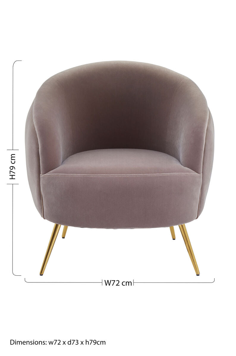 Manhattan Mink Velvet Curved Accent Chair