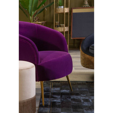 Manhattan Purple Velvet Curved Accent Chair