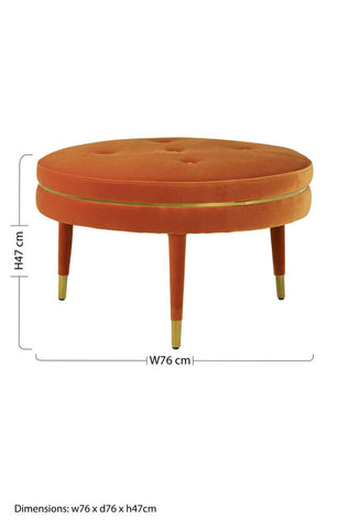 Manhattan Orange Velvet Footstool