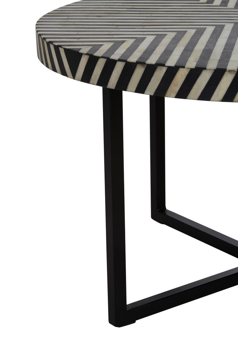 Boho Bone Inlay Coffee Table with Metal Legs
