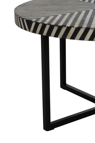 Boho Bone Inlay Coffee Table with Metal Legs