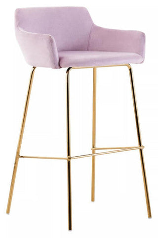 Tamzin Pink Velvet Low Back Bar Chair