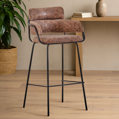 Tamzin Brown Faux Leather Bar Chair