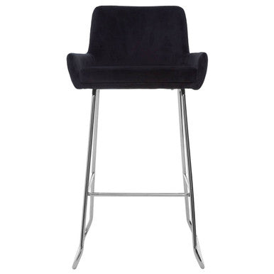 Tamzin Black Velvet Bar Chair With Low Arms