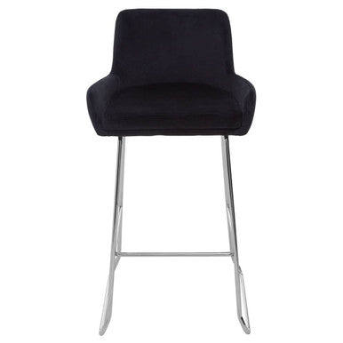 Tamzin Black Velvet Bar Chair With Low Arms