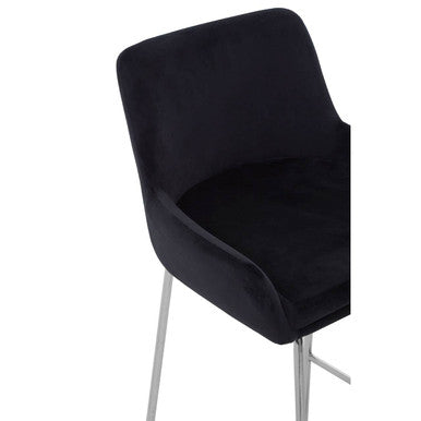 Tamzin Black Velvet Bar Chair With Low Arms