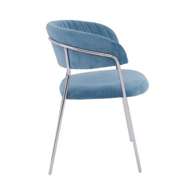 Tamzin Blue Channel Chrome Finish Dining Chair