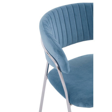 Tamzin Blue Channel Chrome Finish Dining Chair
