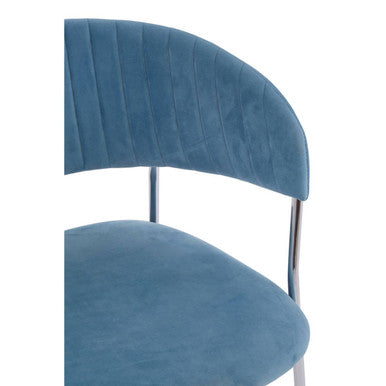 Tamzin Blue Channel Chrome Finish Dining Chair