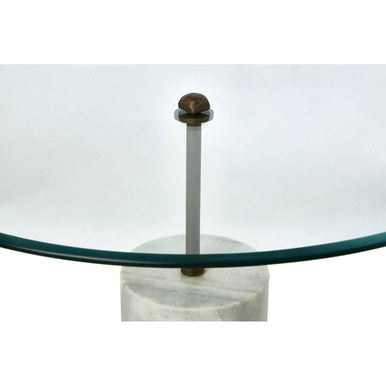 Rany Glass And White Marble Side Table